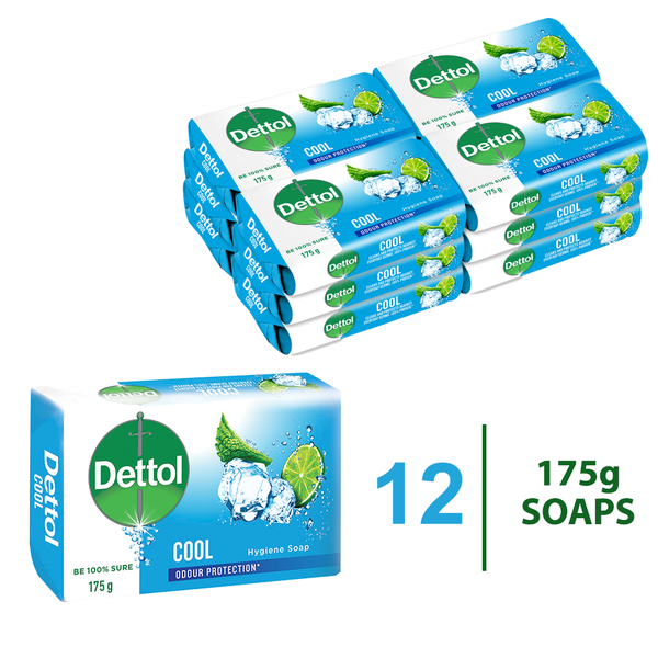 Dettol 12 x 175g, Hygiene Soap, Hand &amp; Body, Cool