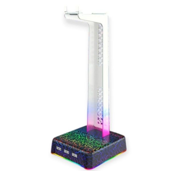 RGB LED Headphone Stand With 3 Port USB Hub