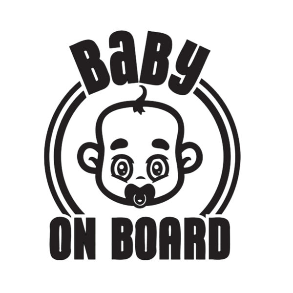 Katz Designs - Baby on Board - White Decal - Pacifiers + Baby
