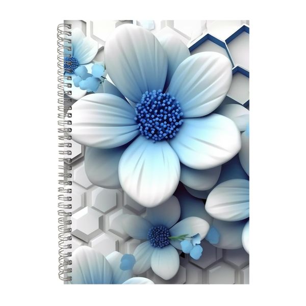 White Honeycomb Blue Flowers 2 Notebook Gift Idea A4 Notepad Pad 103