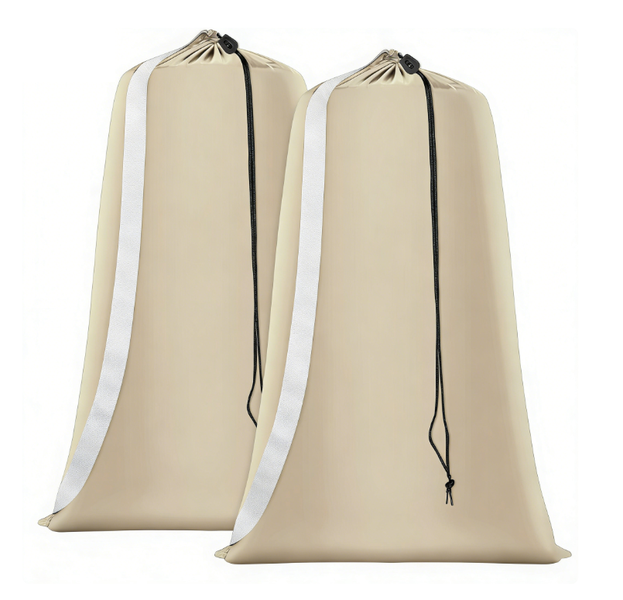 Heavy Duty Nylon Laundry Bag 2 Pack, XL 28x41" with Drawstring &amp; Straps