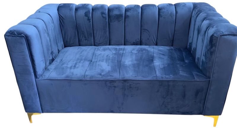 Blue Velvet 2 Seater Tuxedo Sofa