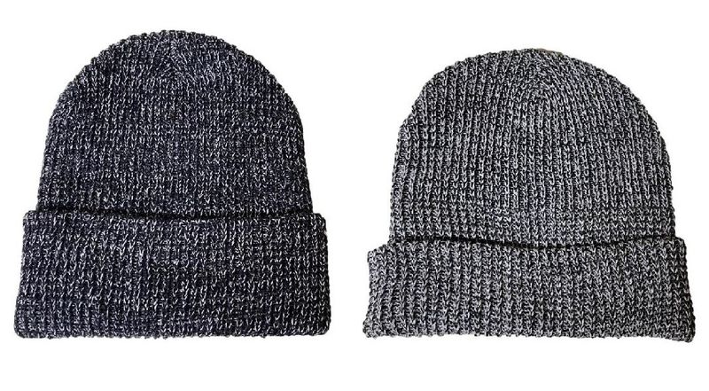 2 Mens Beanie Hats-Black &amp; Grey