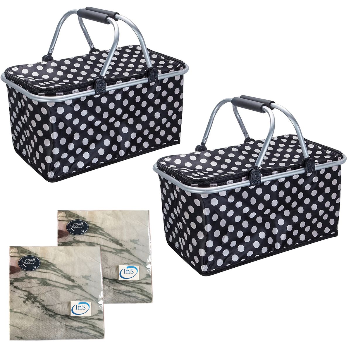 Large Portable Collapsable Picnic Basket and Serviette Set Shop Today