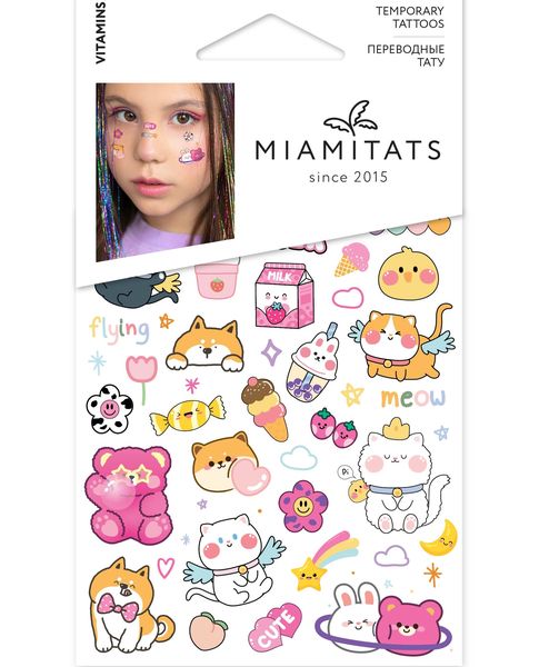 Miamitats Kid's Temporary Tattoo VITAMINS (32 tattoos)