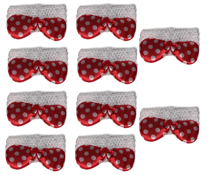 White Headband with Red and White Bow