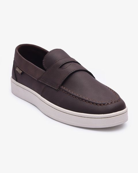 Soviet Mens Ordino PU Semi Formal Slip On - Choc/Off White