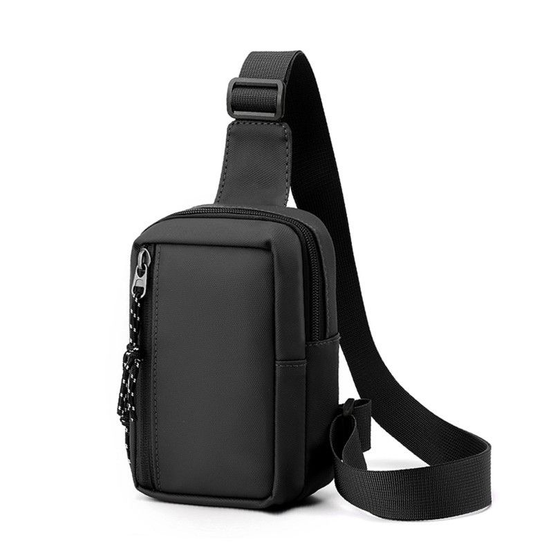 Mini Sling Bag Men Vegan Leather Crossbody Phone Bag Chest Bag - Black