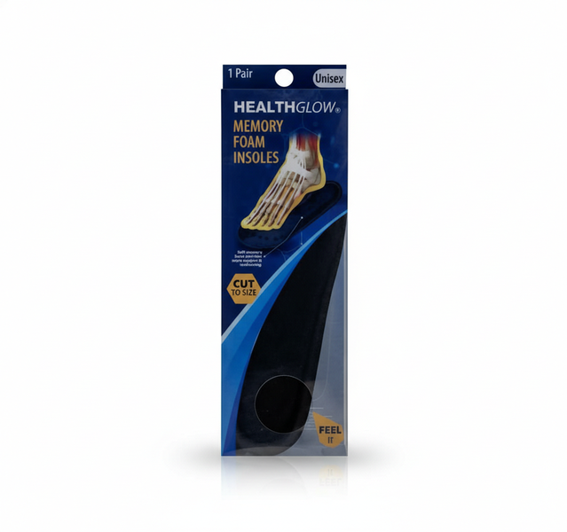 Healthglow Inner Soles 1 Pair Memory Foam Terry Shoe Inserts