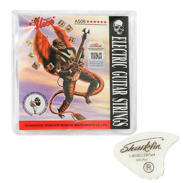 Nickel Wound Electric Guitar Strings + White Sharkfin Plectrum (Sweden)