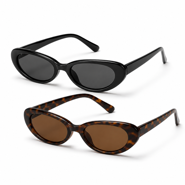 2 Pack Y2K Oval Sunglasses Women Retro Small Frame Summer Shades