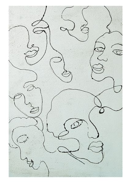 Visage Faces Black and White Wall Art