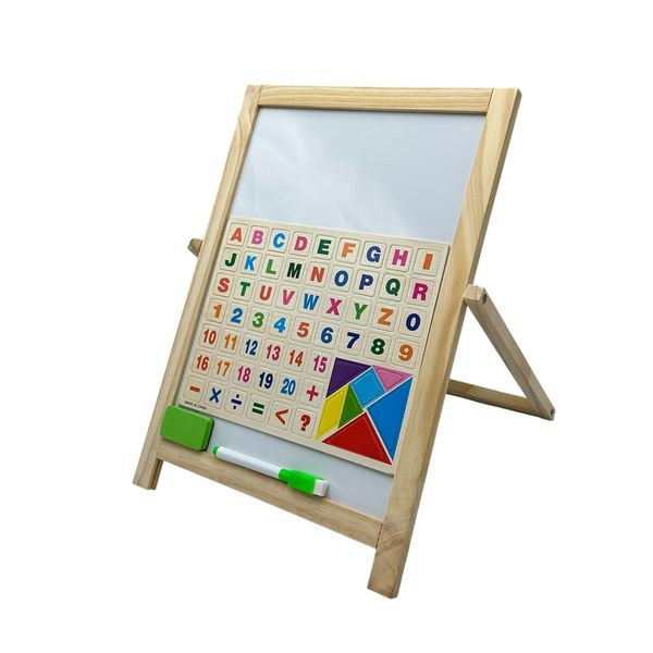 Double Sided Drawing Board - 2in1 Black &amp; White Board with Magnetic letters