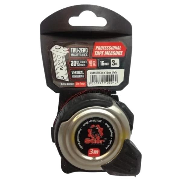 Stier - Tape Measure with a Magnetic Hook 16mm - 3m