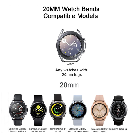 Correas elásticas compatibles con Samsung Galaxy Watch 3 de 41 mm/Galaxy  Watch Active/Active 2, 20 mm de velcro elástico ajustable, correa de  pulsera