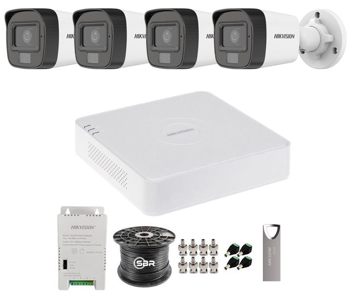 Hikvision 4CH Hybrid Light Kit - Cameras With Audio - No HDD - SBR Bundle