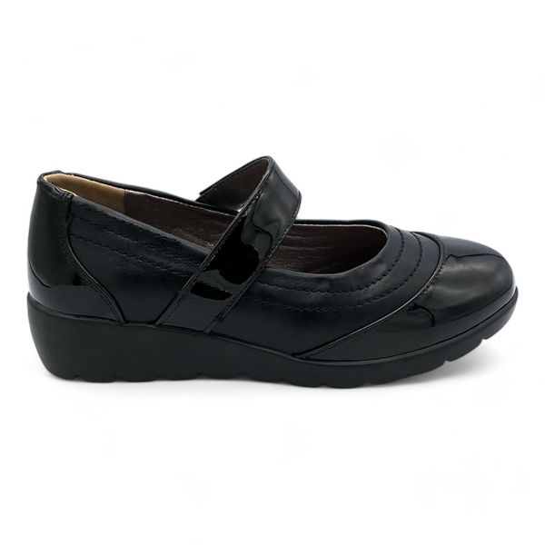 TTP Women PU Wedge Heel with Elasticated Strap HTK3708-1 - Black