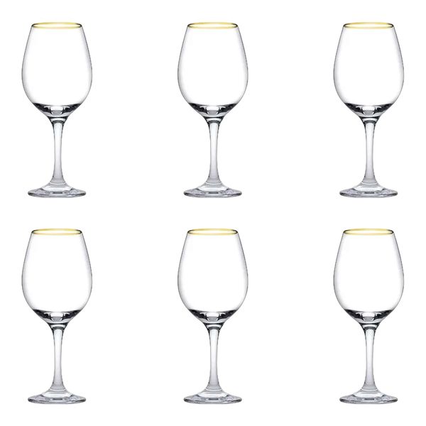 Wine Goblet 365Ml Amber Gold Rim Golden Touch