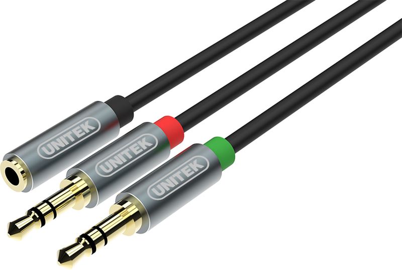 Unitek 0.2m DC3.5mm Female to 2x Male Audio Cable (Y-C957ABK)