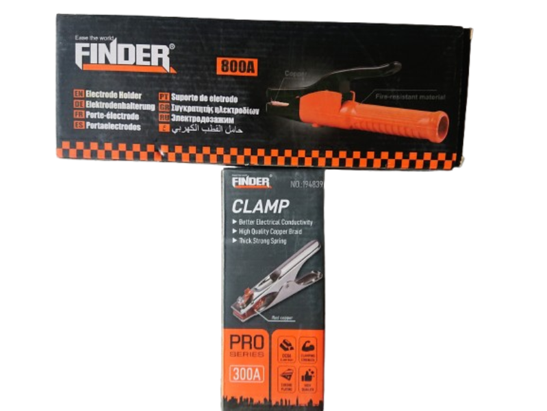 Finder 800A Electrode Holder + Finder Pro Series 300A Ground Clamp Set