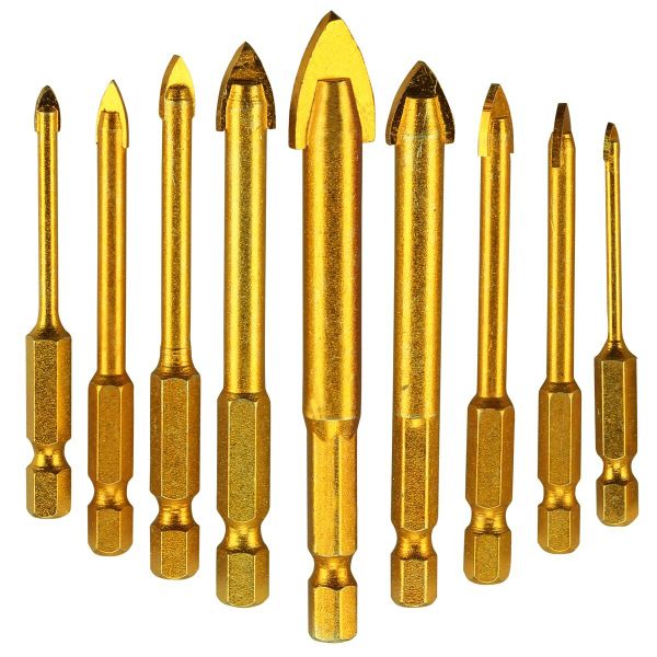 9 Pcs Tile Drill Ceramic Drill Set Of Glass Drill Bits Set Hexagon Tile
