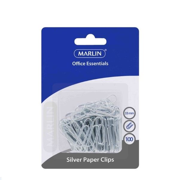 Marlin - Office Essentials 50 Silver Paper Clips (Pack Of 12)