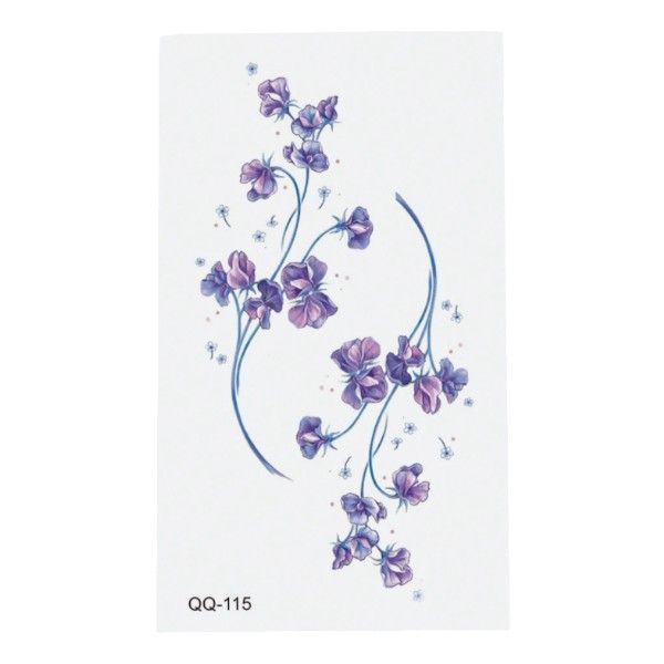 Floral Design Temporary Tattoo - Purple