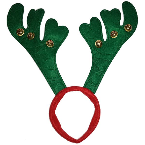 Reindeer Antlers With Bell Christmas Hat - Red