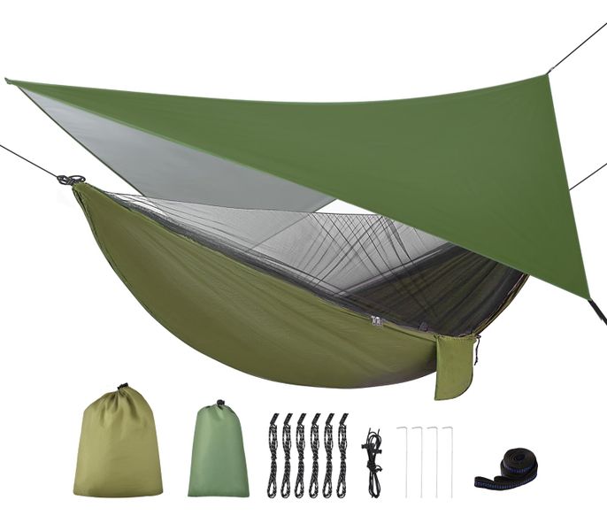 Camping Hammock with Rain Fly, Net, Straps - Portable for SA Outdoors
