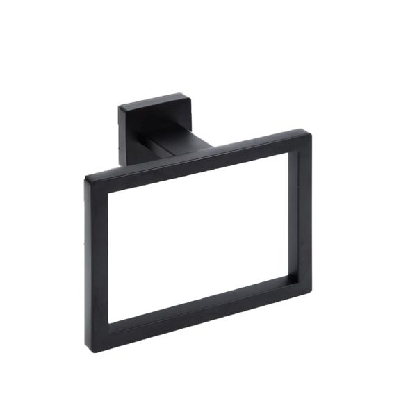 Matte Black Square Towel Ring,Modern Hand Towel Holder for Bathroom