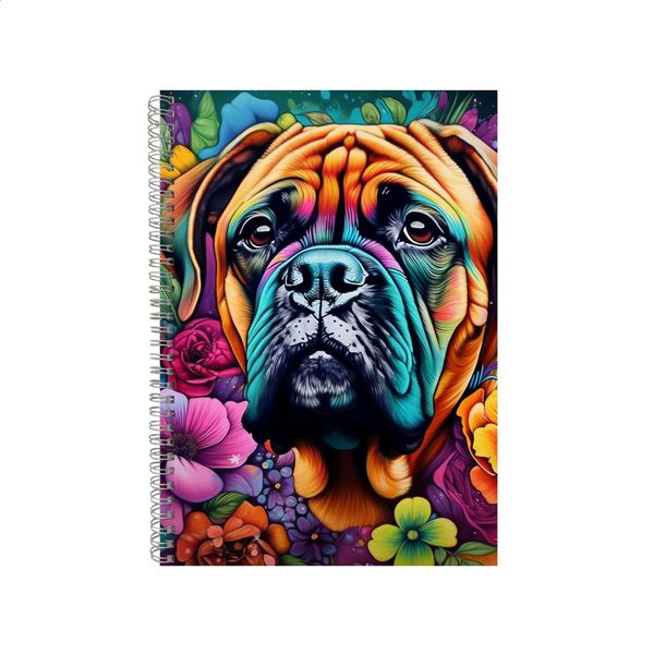 Bullmastiff Dog Orchids Around Neon Notebook Gift Idea A4 Notepad Pad 70