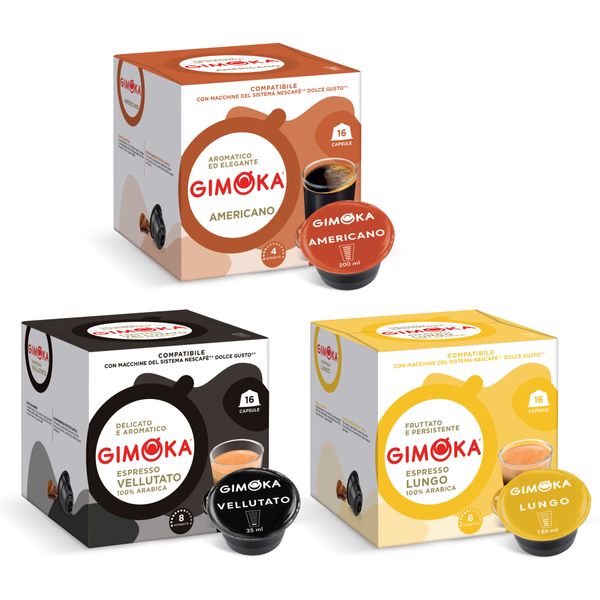 Gimoka Coffee Variety - 48 Nescafe Dolce Gusto compatible coffee capsules