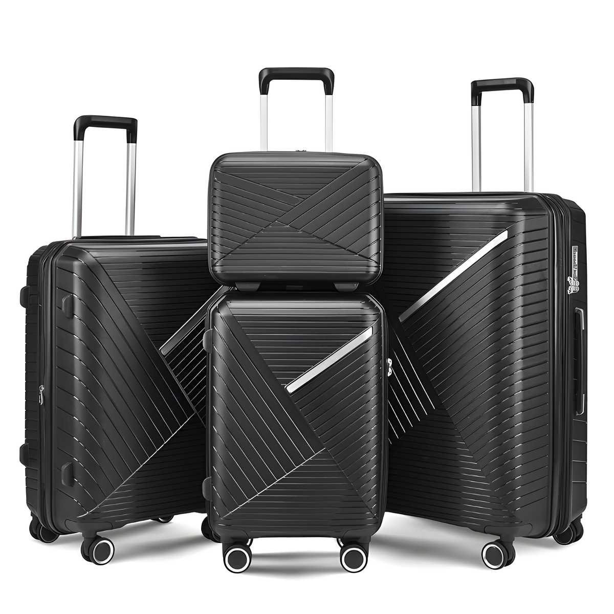 4 Pcs Luggage Suitcase Hardside With Spinner Wheels Trolley Travel Case Set
