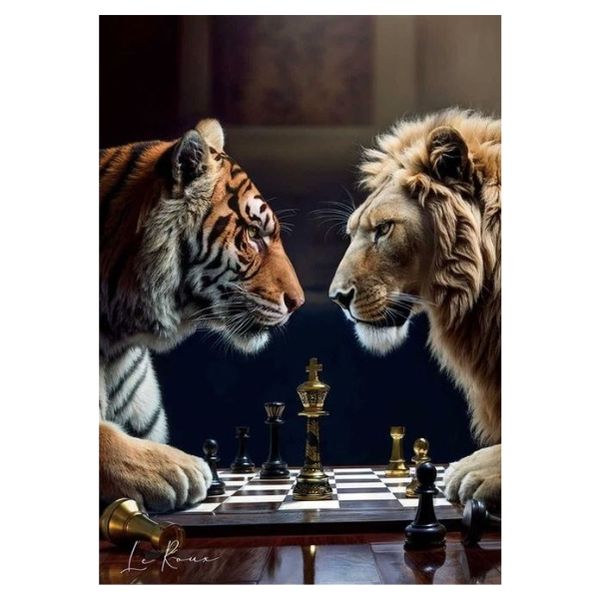 Lion Vs Tiger Checkmate - A1 Poster