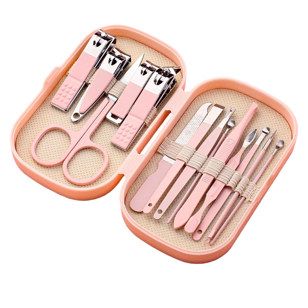 14 Piece Deluxe Manicure &amp; Pedicure Set Stainless Steel Nail Scissors