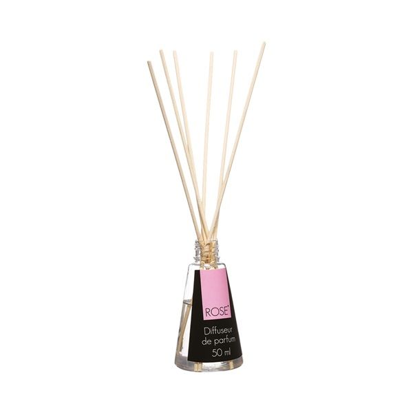 Rose Scented Glass Diffuser with 6 Bamboo Sticks 50ml