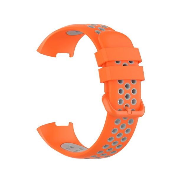 Breathable Silicone Strap Compatible with Fitbit Charge 3/4 - Orange &amp; Grey