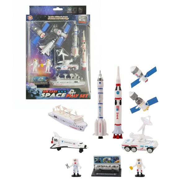 10-Piece Die-Cast Space Adventure Playset - Aerospace Model Toy Set