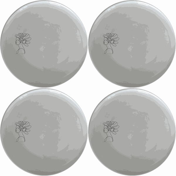 Woman Faces Hair Dinner Plate Set of 4 - Range 1