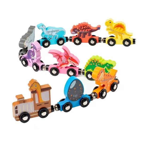 Magnetic Dinosaur Number Train 10PCS Wooden Toy for Toddler 1-3Y Kids