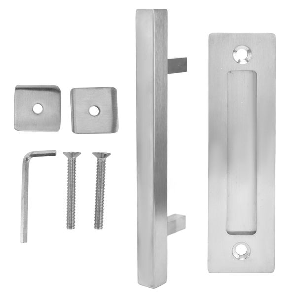 Brushed Stainless Steel Double-Side Barn Handle For Garage / Closet
