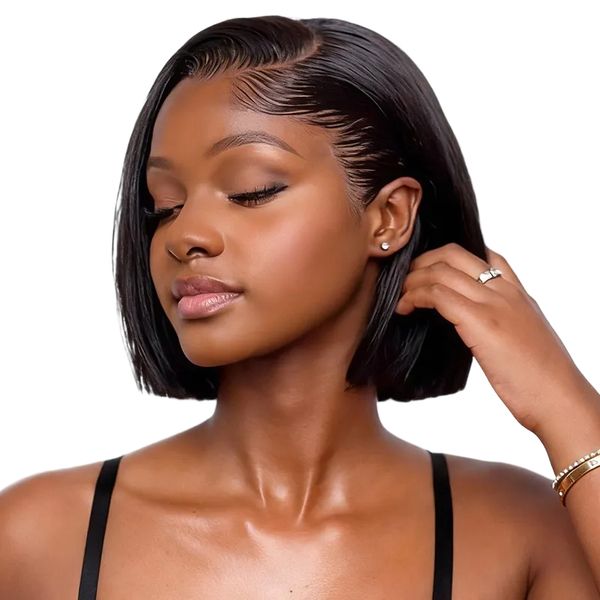 8"Vietnamese Straight Bob Wig Human Hair 13x4 Frontal Wig Golden Perfect