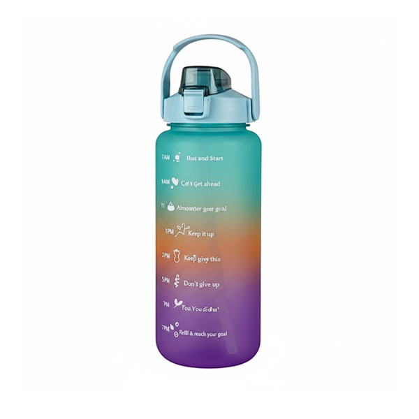 2 Litre Multi-Tone Plastic Water Bottle - Blue, Orange, and Purple Gradient