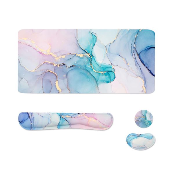 4-in-1 Wrist Rest for Keyboard Mouse Pad Set Extended Desk Pad Mat for Home
