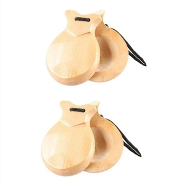 1 Pair Spanish Castanets Wood Hand Percussion Castanets(Wood Color)