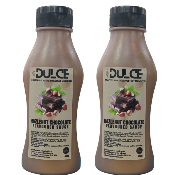 Hazelnut Chocolate Flavoured Sauce 400g - Dulce - Pack of 2