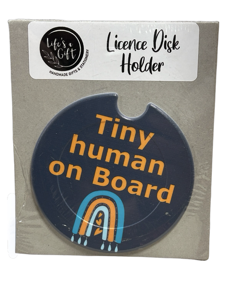 Licence Disk Holder - Hearty Blue &amp; Orange Rainbow with Tiny Human