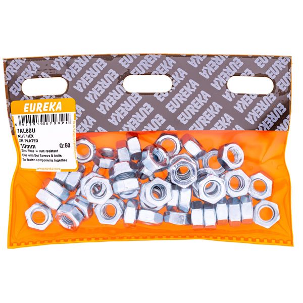 EUREKA Hex Nuts Zinc Plated 10mm Q:50 7AL60U