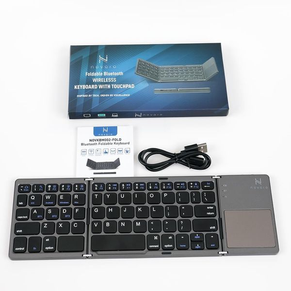Novaro Foldable Bluetooth Keyboard with Touchpad,Ultra-Slim Wireless Design