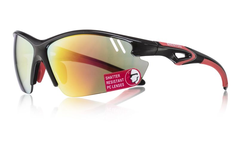 Brentoni Cycling Sunglasses Black Frame with Orange Flash Mirror